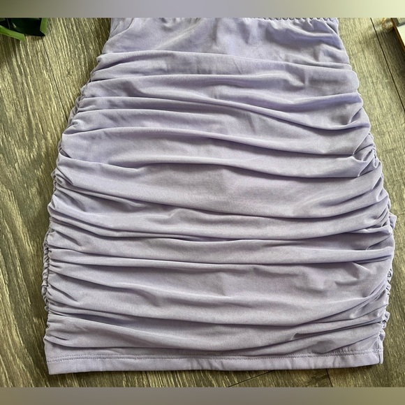 SHEIN Strapless Sweetheart Corset Floral Ruched Mini Dress in Purple. Size XS - Picture 7 of 16